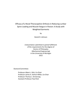 Efficacy of a Novel Thoracopelvic Orthosis in Reducing Lumbar Spine Loading and Muscle Fatigue in Flexion: a Study with Weighted Garments