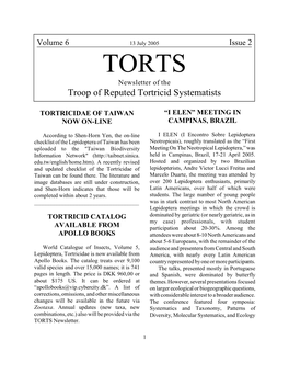 TORTS Newsletter of the Troop of Reputed Tortricid Systematists