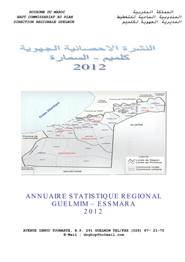 Annuaire Statistique Regional Guelmim – Essmara 2012