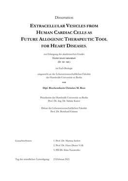 Extracellular Vesicles from Human Cardiac Cells As Future Allogenic Therapeutic Tool for Heart Diseases