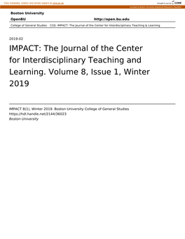 IMPACT: the Journal of the Center for Interdisciplinary Teaching and Learning. Volume 8, Issue 1, Winter 2019