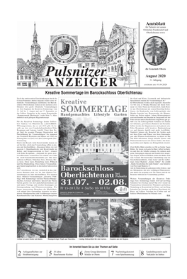 Amtsblatt Kreative Sommertage Im Barockschloss Oberlichtenau