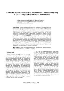 Vector Vs. Scalar Processors: a Performance Comparison Using a Set of Computational Science Benchmarks