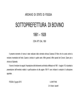 3-66Sottoprefettura Di Bovino I Serie