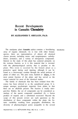 Recent Developments in Cannabis Chemistry