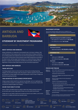 Antigua and Barbuda Citizenship-By-Investment Programme: OPTION 1