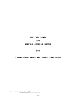 Sanitary Sewer & Pumping Station Manual