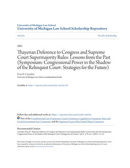 Thayerian Deference to Congress and Supreme Court Supermajority Rules