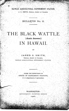 The Black Wattle in Hawaii and Recommend the Same for Publication As Bulle­ Tin No