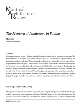 The Memory of Landscape in Beijing