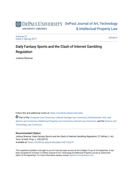 Daily Fantasy Sports and the Clash of Internet Gambling Regulation