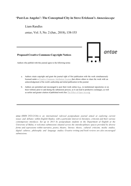 'Post-Los Angeles': the Conceptual City in Steve Erickson's