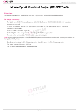 Mouse Epb42 Knockout Project (CRISPR/Cas9)