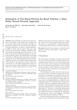 Estimation of Tire-Road Friction for Road Vehicles: a Time Delay Neural Network Approach