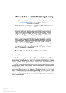 Debt Collection of Financial Technology Lending