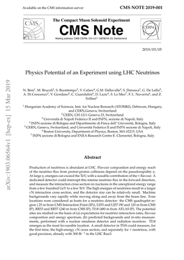 Physics Potential of an Experiment Using LHC Neutrinos