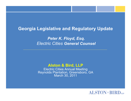 Georgia Legislative and Regulatory Update