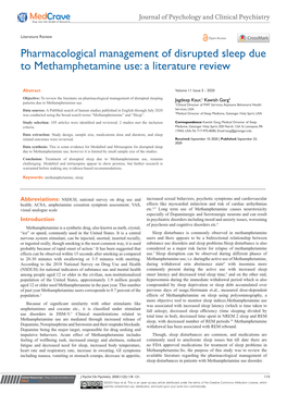 Pharmacological Management of Disrupted Sleep Due to Methamphetamine Use: a Literature Review