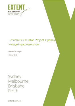 Eastern CBD Cable Project, Sydney Heritage Impact Assessment
