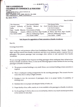 Request for Upgradation of Basic Amenities at Kandla Aerodrome