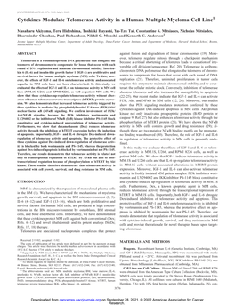 Cytokines Modulate Telomerase Activity in a Human Multiple Myeloma Cell Line1