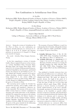 New Combinations in Actinidiaceae from China