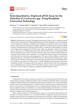 Semi-Quantitative, Duplexed Qpcr Assay for the Detection of Leishmania Spp