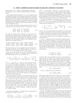 11. the Cabibbo-Kobayashi-Maskawa Mixing Matrix