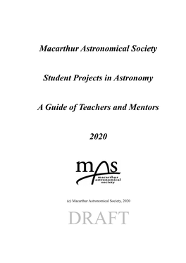 MAS Mentoring Project Overview 2020