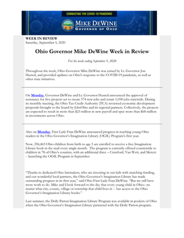 Ohio Governor Mike Dewine Week in Review