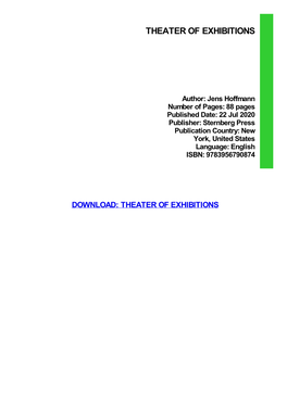 PDF Download Theater of Exhibitions Pdf Free Download