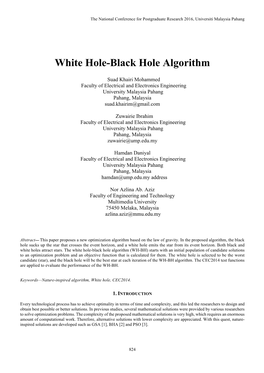 White Hole-Black Hole Algorithm