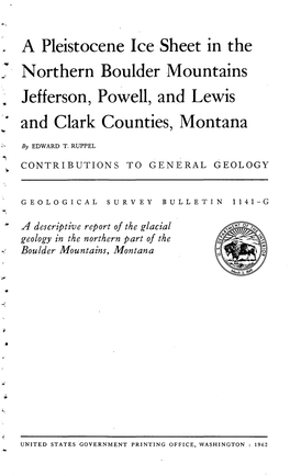 a Pleistocene Ice Sheet in the .' Northern Boulder Mountains