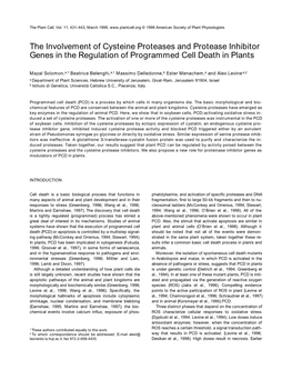 The Involvement of Cysteine Proteases and Protease Inhibitor Genes in the Regulation of Programmed Cell Death in Plants