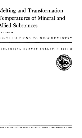 V.Lelting and Transformation Remperatures of Mineral and \Llied Substances