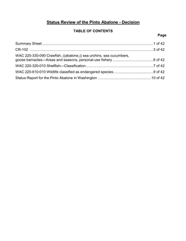 Status Review of the Pinto Abalone - Decision