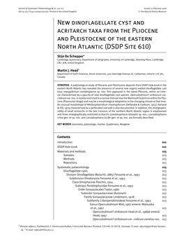 New Dinoflagellate Cyst and Acritarch Taxa from the Pliocene and Pleistocene of the Eastern North Atlantic (DSDP Site 610)