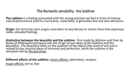 The Romantic Sensibility: the Sublime