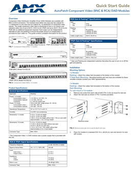 Quick Start Guide Autopatch Component Video (BNC & RCA) DAD Modules