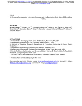 A Resource for Assessing Information Processing in the Developing Brain Using EEG and Eye Tracking