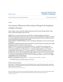 A Comparative Effectiveness Meta-Analysis of Drugs for the Prophylaxis of Migraine Headache