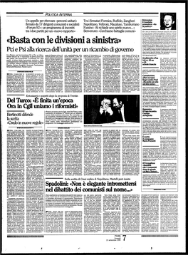 «Basta Con Le Divisioni a Sinistra» Ne Del Comitato Promotore Dei Referendum Elettorali, Presieduto Da Mario Segni (Nella Foto)