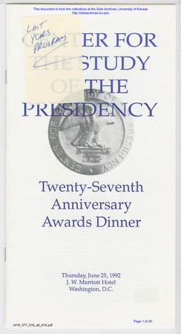 Twenty-Seventh Anniversary Awards Dinner