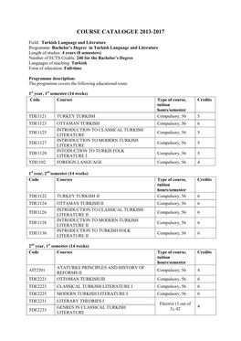 Turkish Language and Literature Department