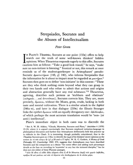 Strepsiades, Socrates and the Abuses of Intellectualism Green, Peter Greek, Roman and Byzantine Studies; Spring 1979; 20, 1; Periodicals Archive Online Pg