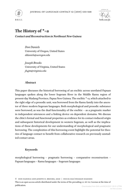 The History of *=A Contact and Reconstruction in Northeast New Guinea