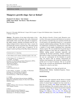 Mangrove Growth Rings: Fact Or Fiction?