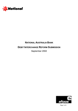 DEBIT INTERCHANGE REFORM SUBMISSION September 2002