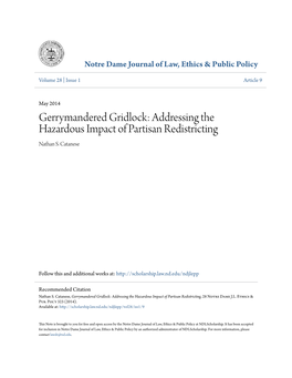 Gerrymandered Gridlock: Addressing the Hazardous Impact of Partisan Redistricting Nathan S