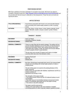 Social Factors Associated with Chronic Non-Communicable